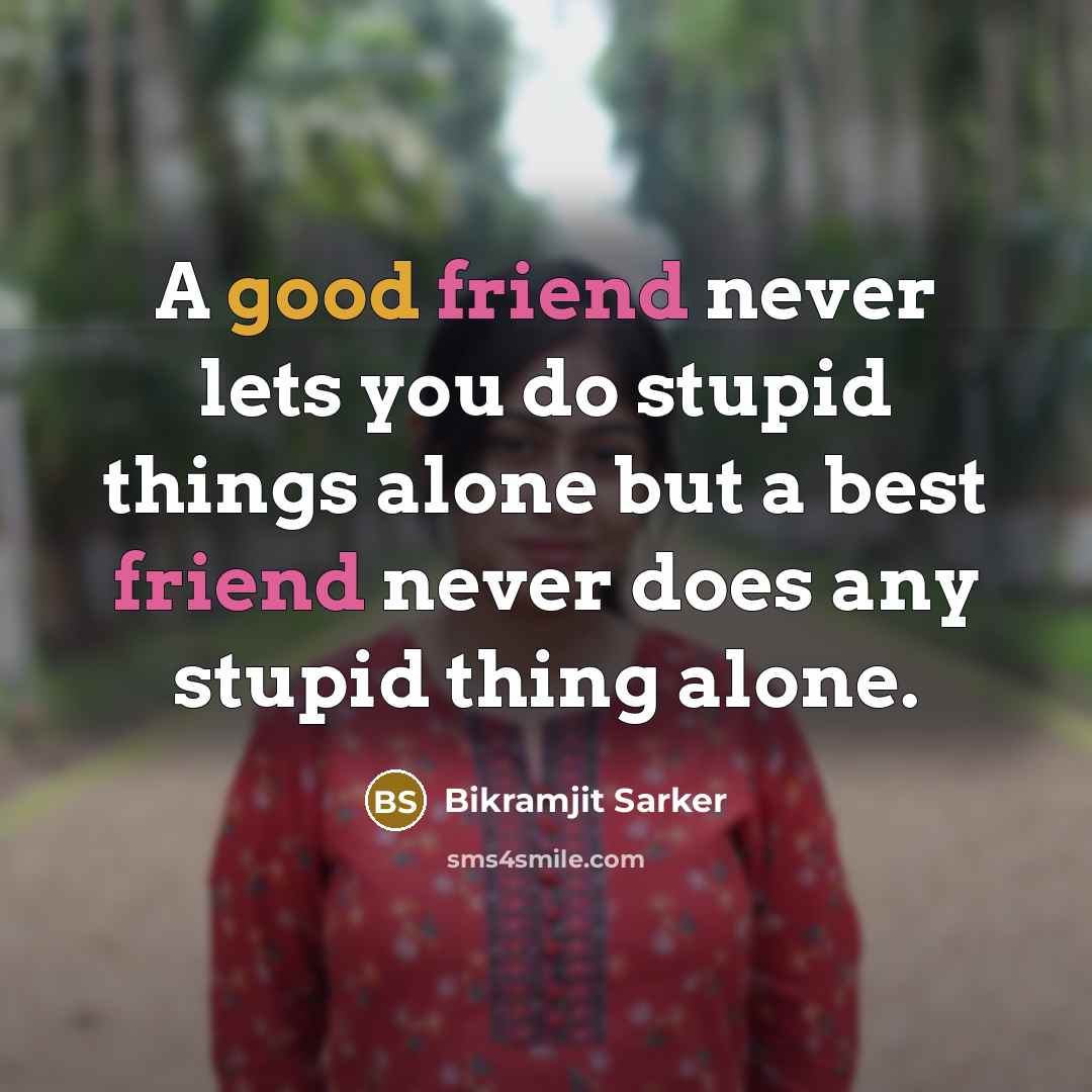 “A good friend never lets you do stupid things alone…” quote by Bikramjit Sarker