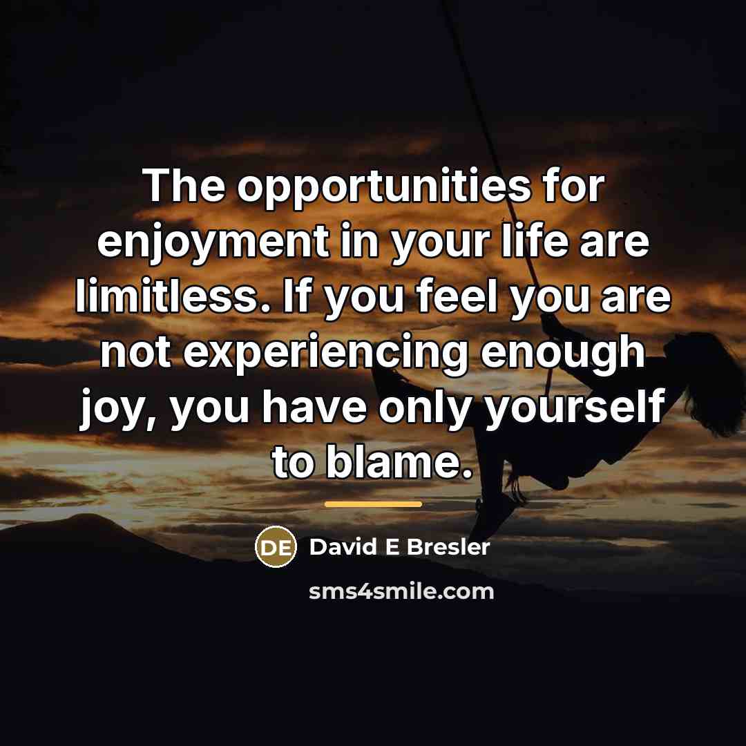 “The opportunities for enjoyment in your life are limitless. If…” quote by David E Bresler
