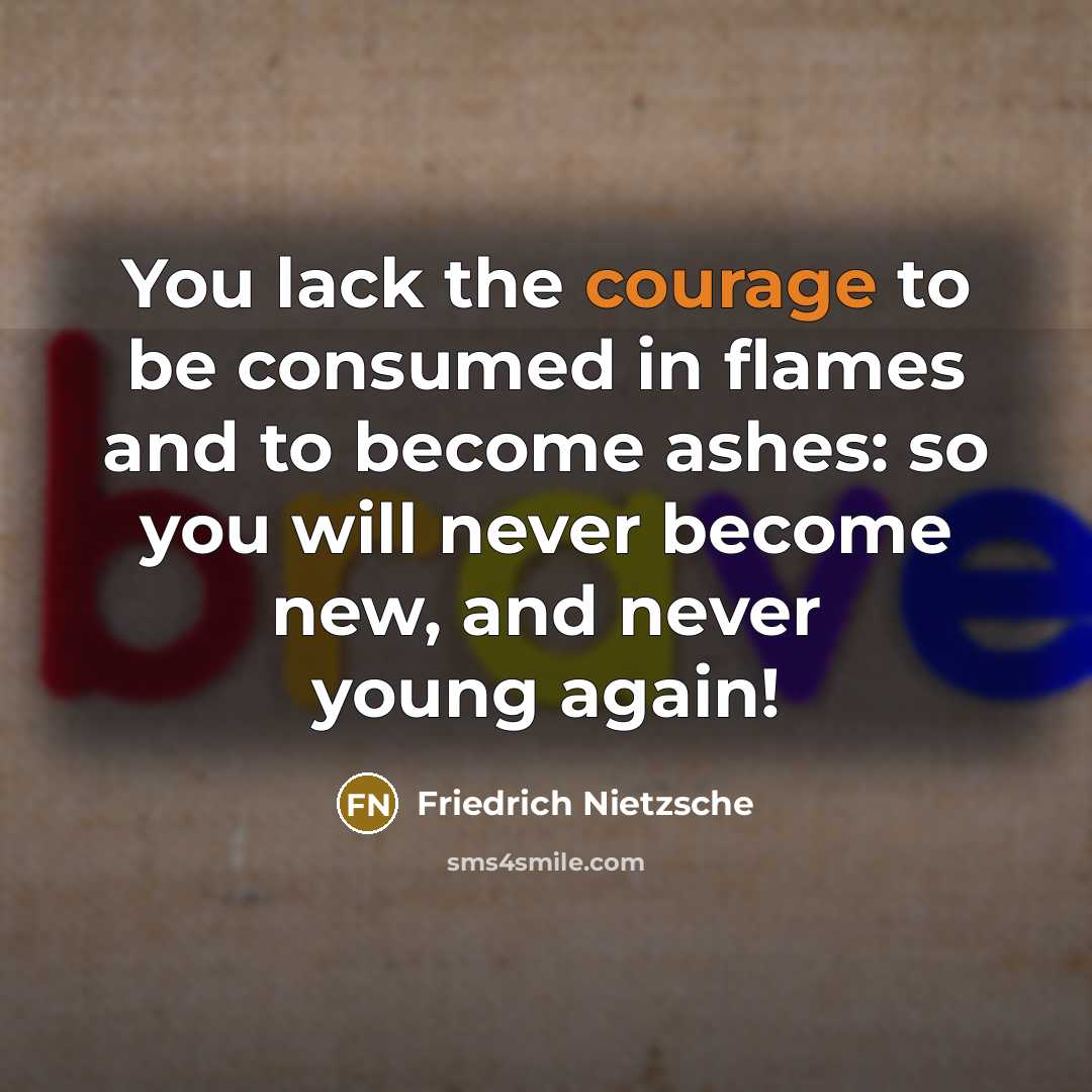 “You lack the courage to be consumed in flames and…” quote by Friedrich Nietzsche