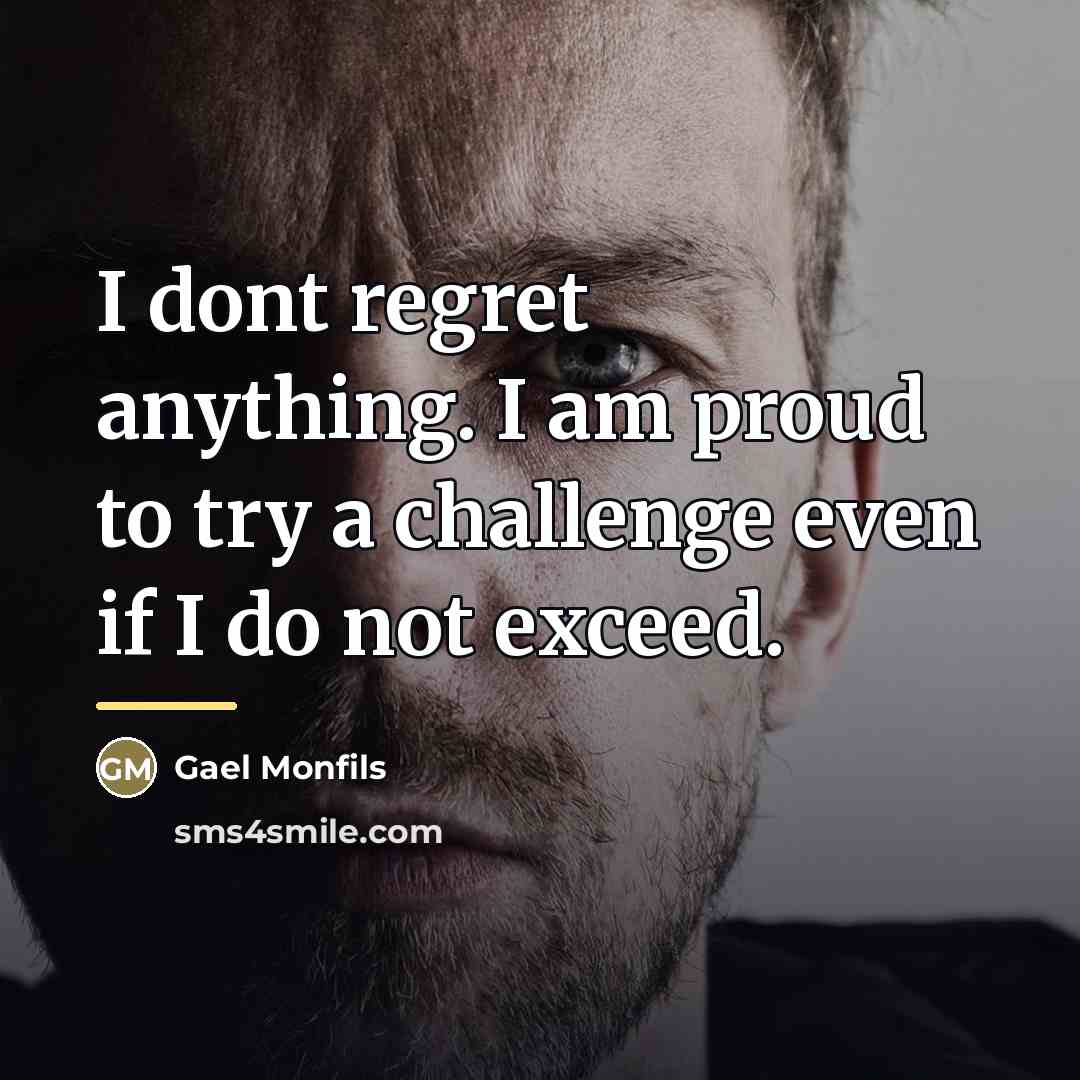 “I dont regret anything. I am proud to try a…” quote by Gael Monfils
