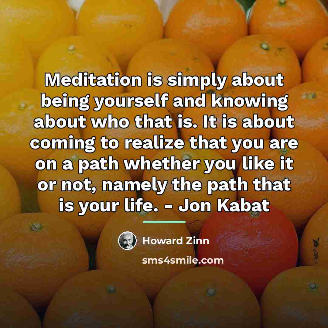 “Meditation is simply about being yourself and knowing about who…” quote by Howard Zinn