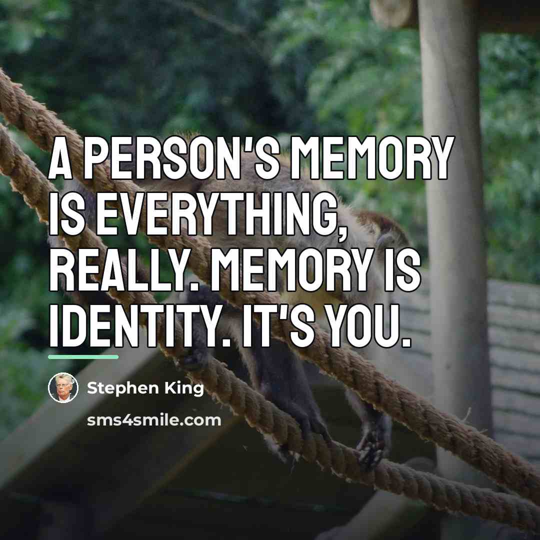 “A person's memory is everything, really. Memory is identity. It's…” quote by Stephen King