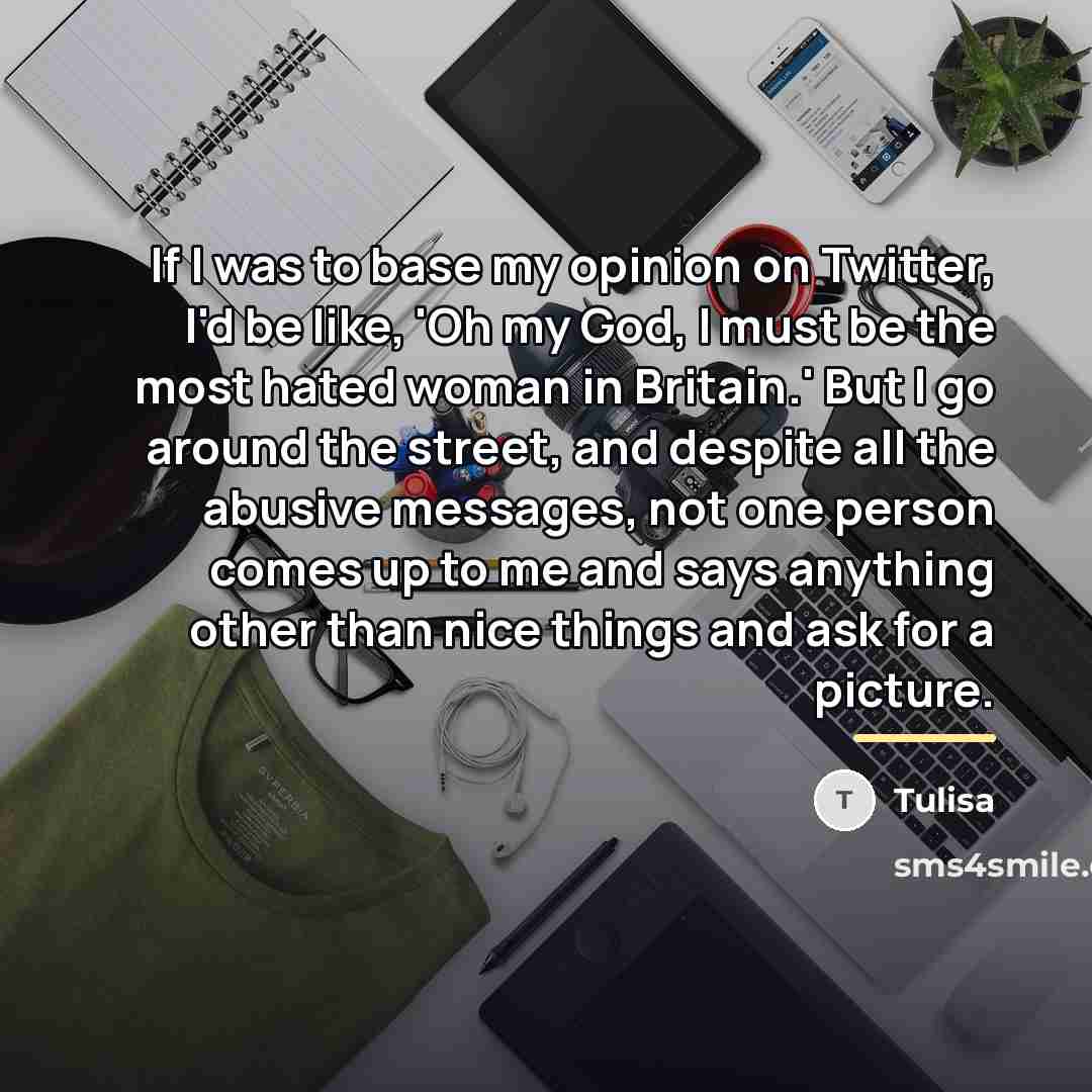 “If I was to base my opinion on Twitter, I'd…” quote by Tulisa