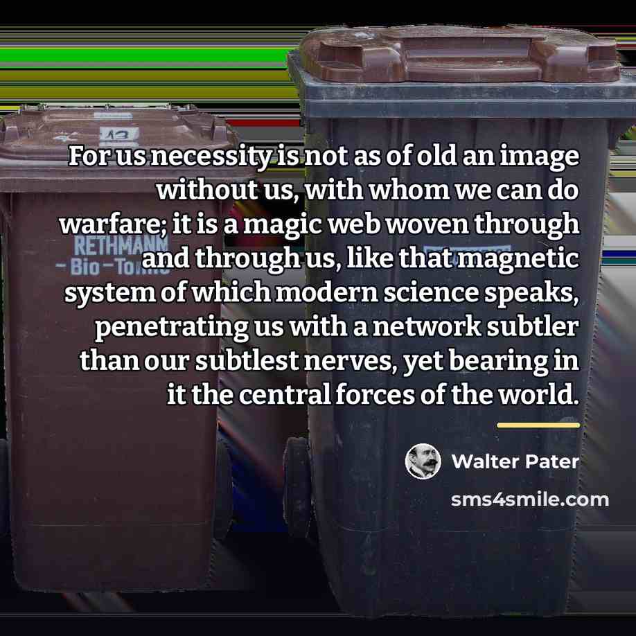 “For us necessity is not as of old an image…” quote by Walter Pater