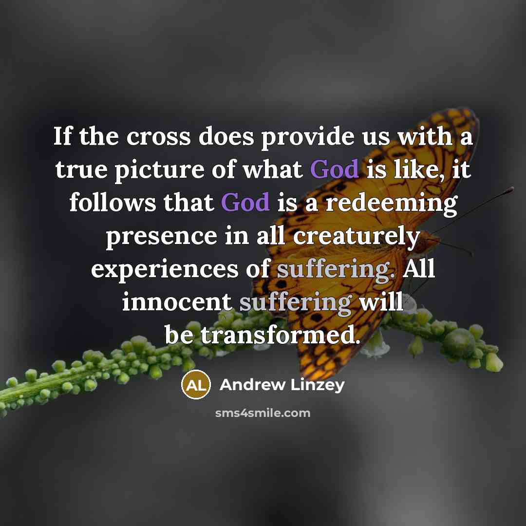 “If the cross does provide us with a true picture…” quote by Andrew Linzey