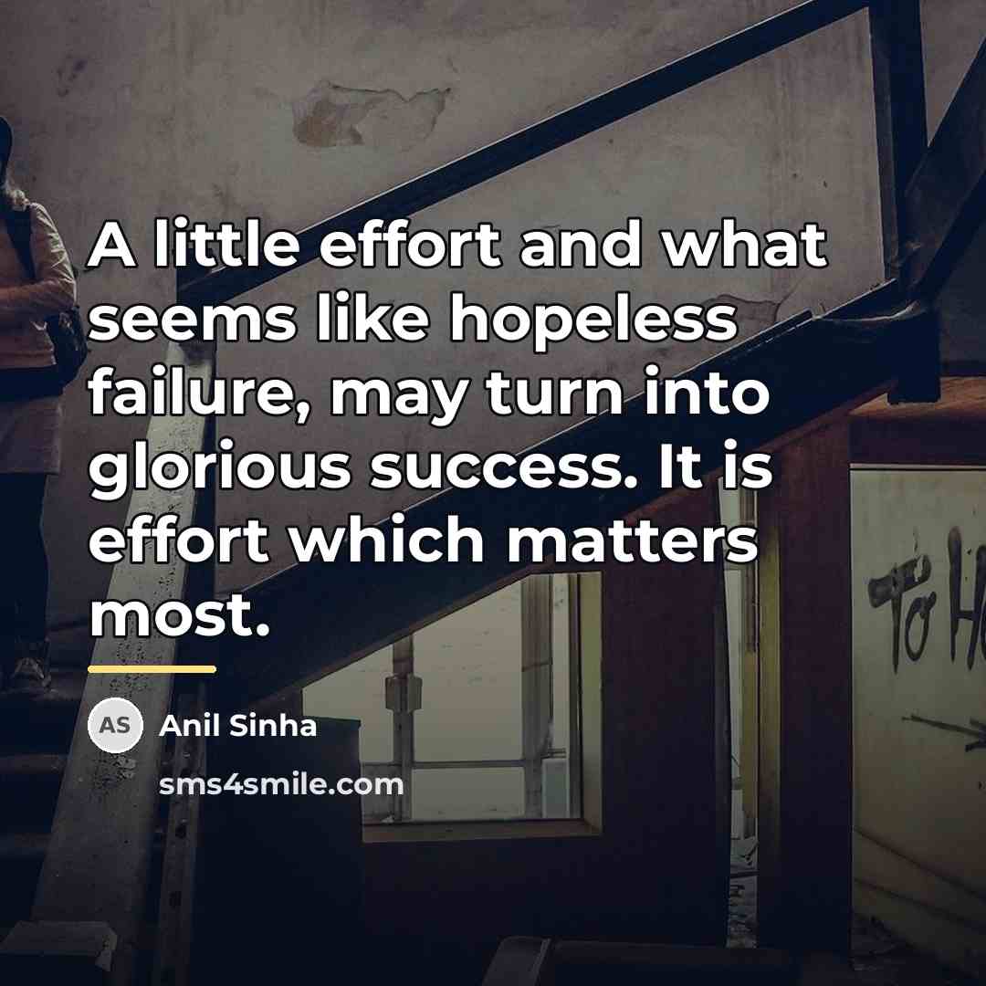 “A little effort and what seems like hopeless failure, may…” quote by Anil Sinha