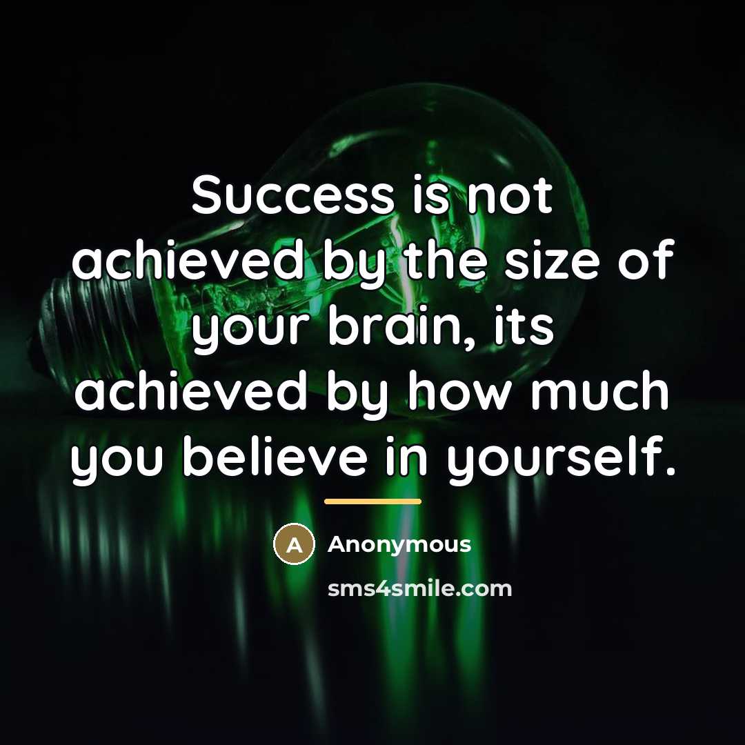 “Success is not achieved by the size of your brain,…” quote by Anonymous