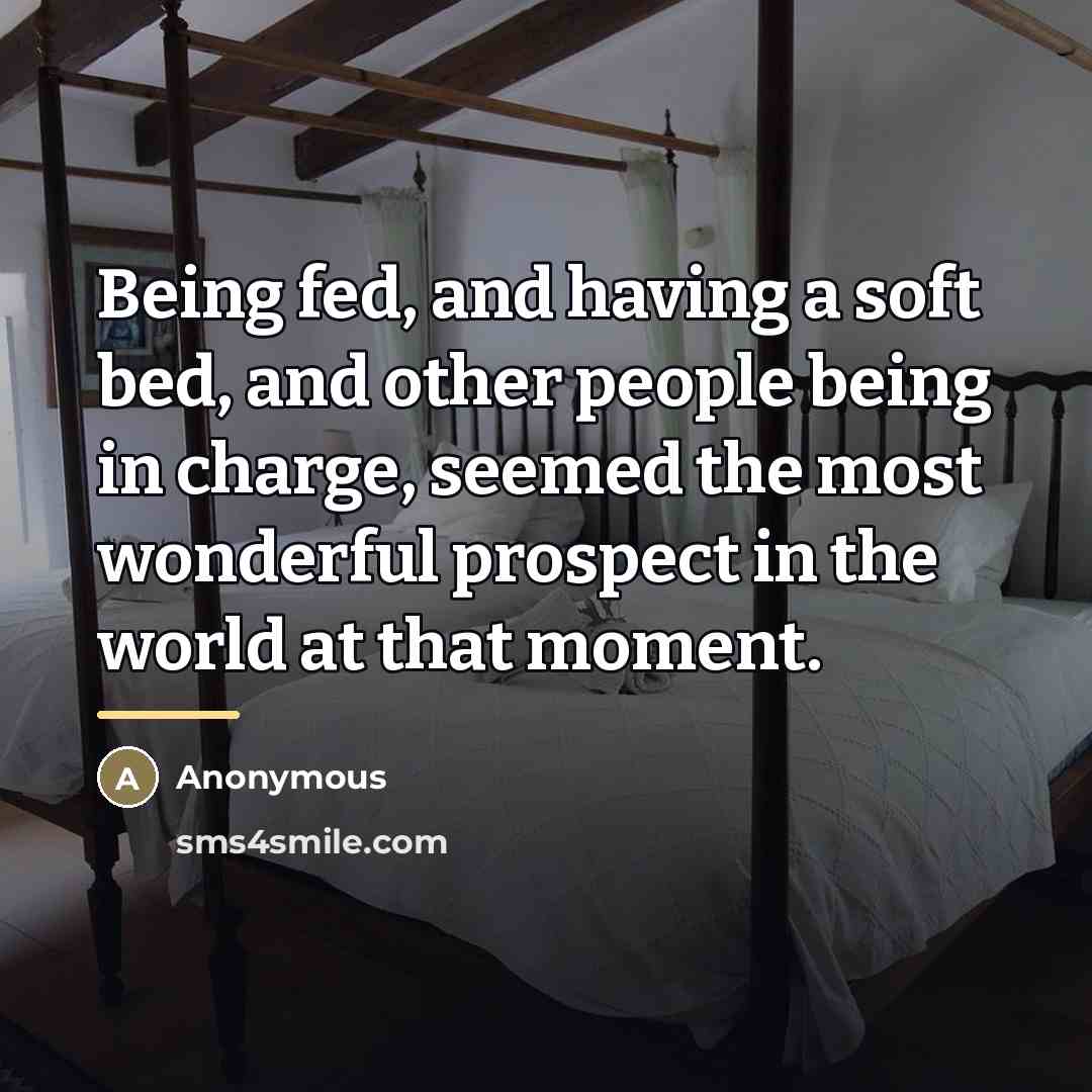“Being fed, and having a soft bed, and other people…” quote by Anonymous