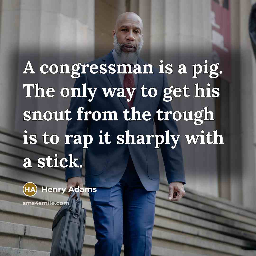 “A congressman is a pig. The only way to get…” quote by Henry Adams