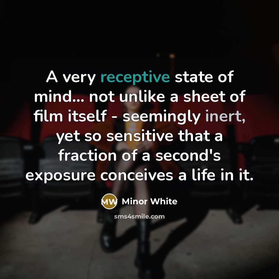 “A very receptive state of mind... not unlike a sheet…” quote by Minor White