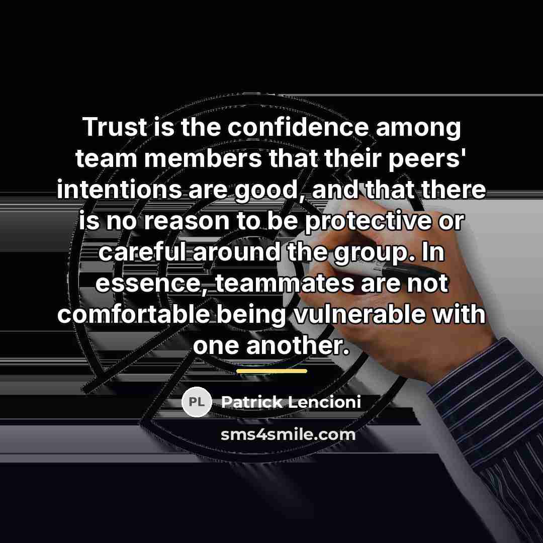“Trust is the confidence among team members that their peers'…” quote by Patrick Lencioni