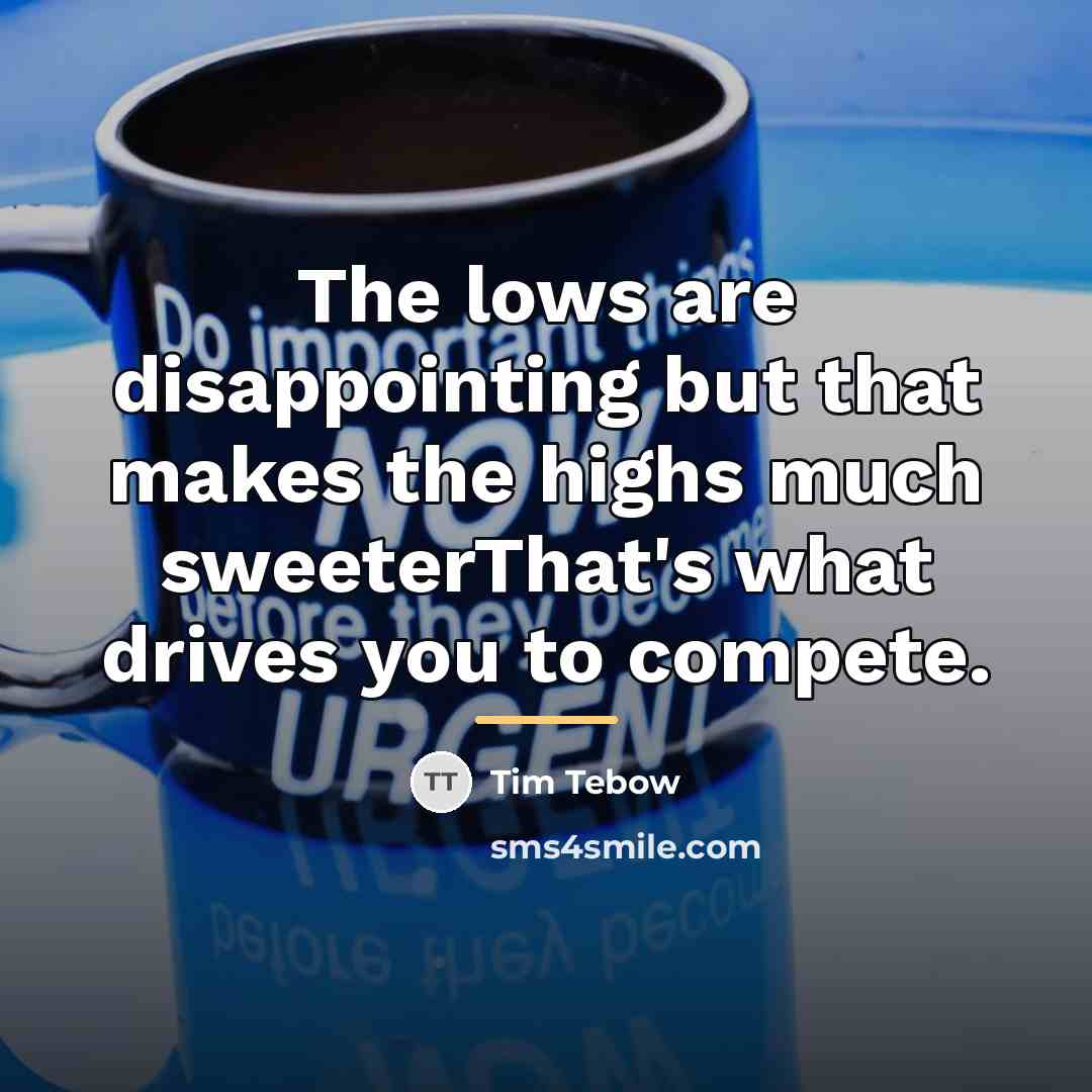 “The lows are disappointing but that makes the highs much…” quote by Tim Tebow