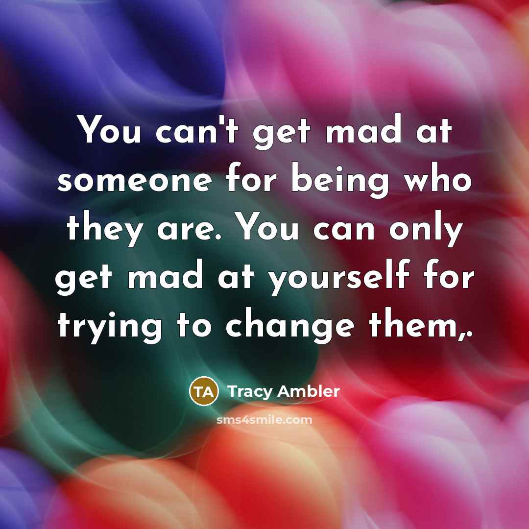 “You can't get mad at someone for being who they…” quote by Tracy Ambler
