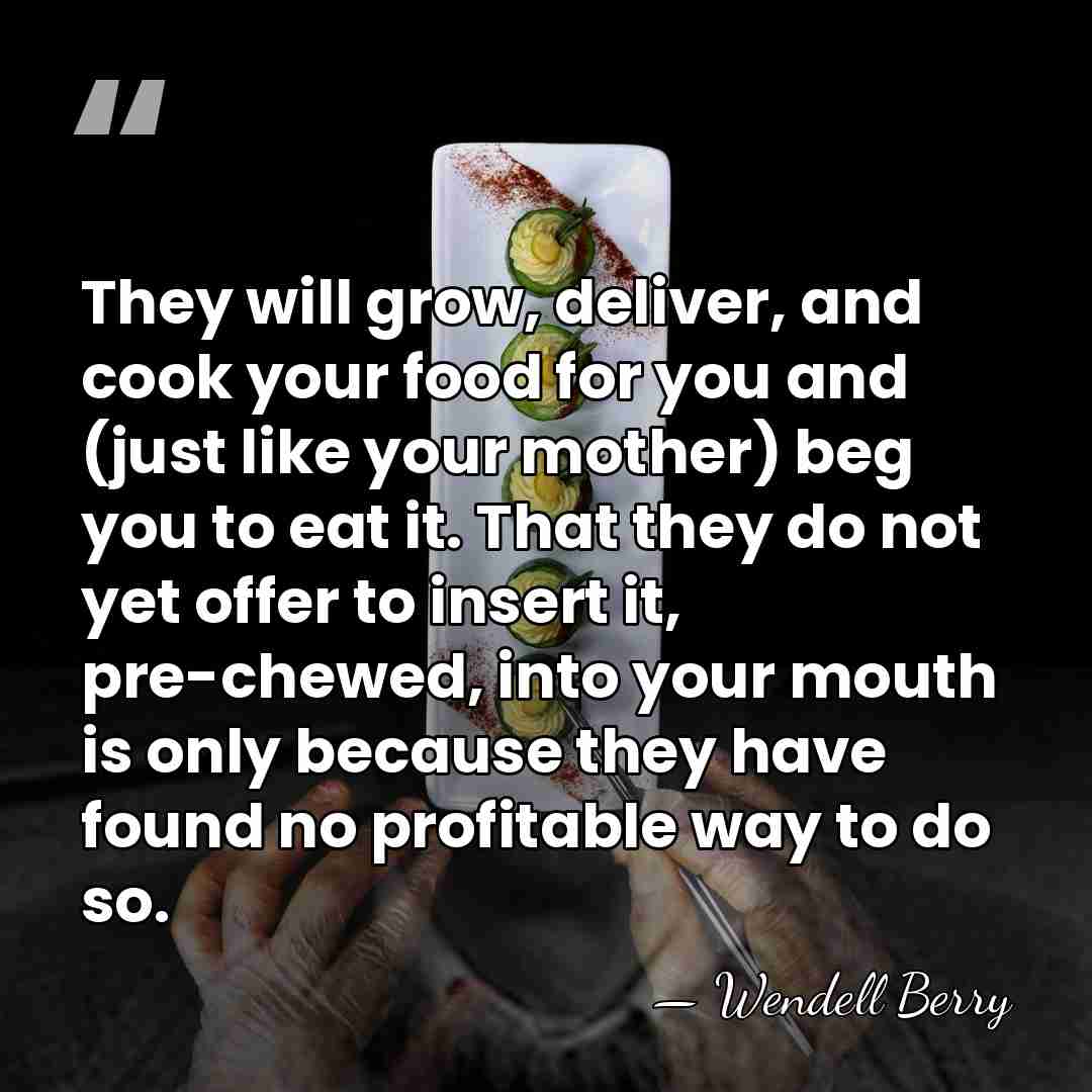 They will grow, deliver, and cook your food for you and (just&hellip; - Wendell Berry