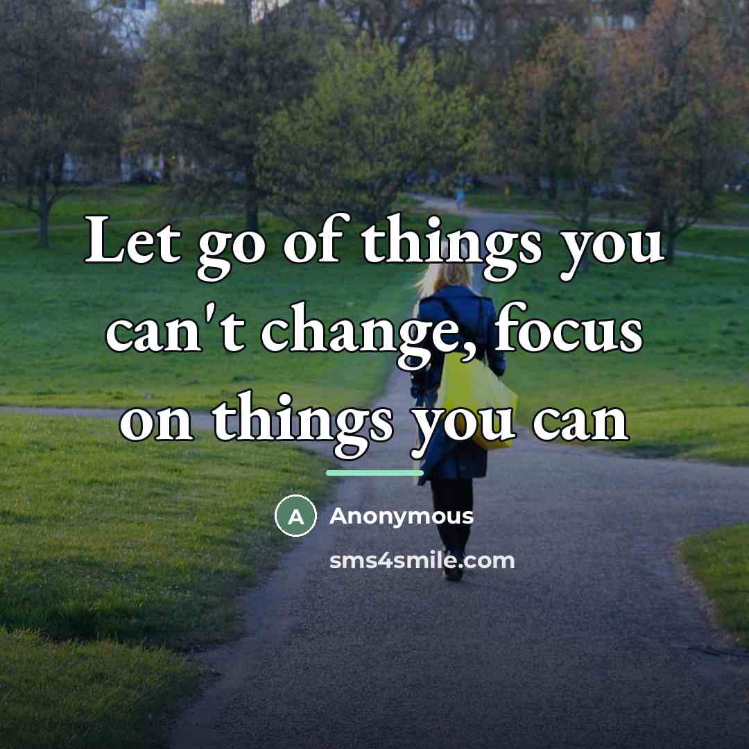 “Let go of things you can't change, focus on things…” quote by Anonymous