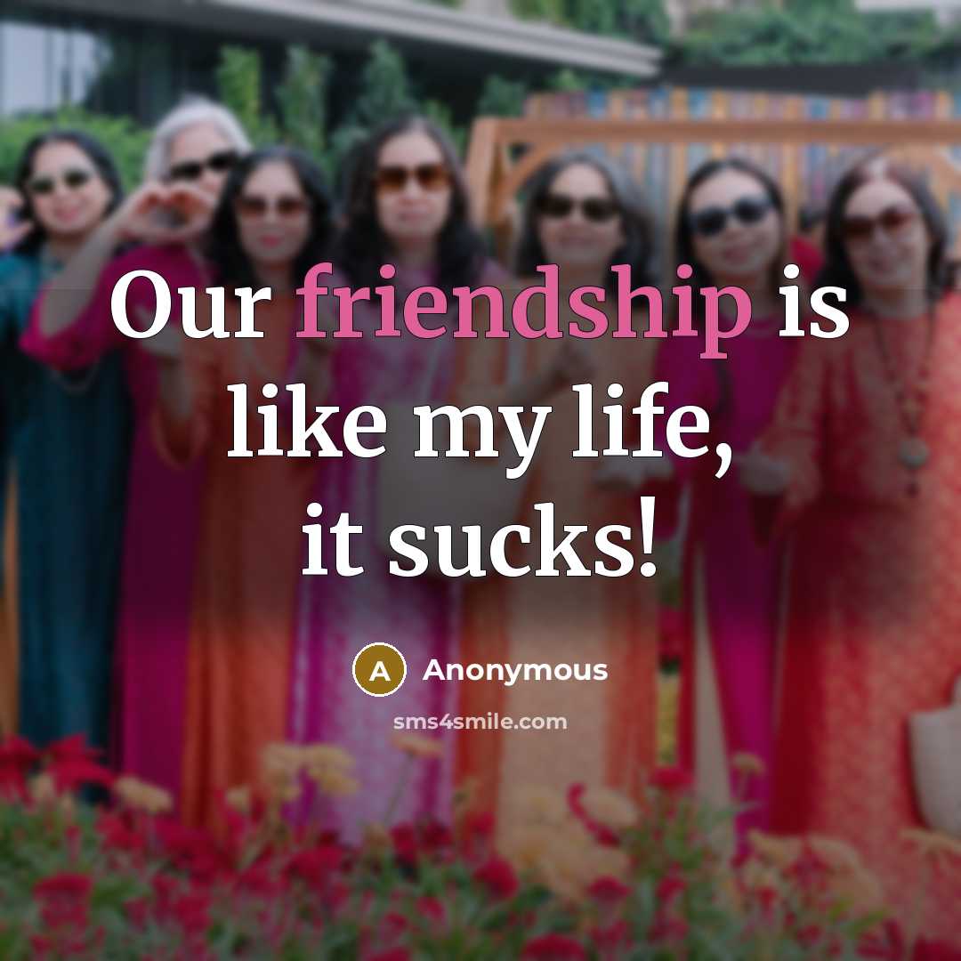 “Our friendship is like my life, it sucks!…” quote by Anonymous