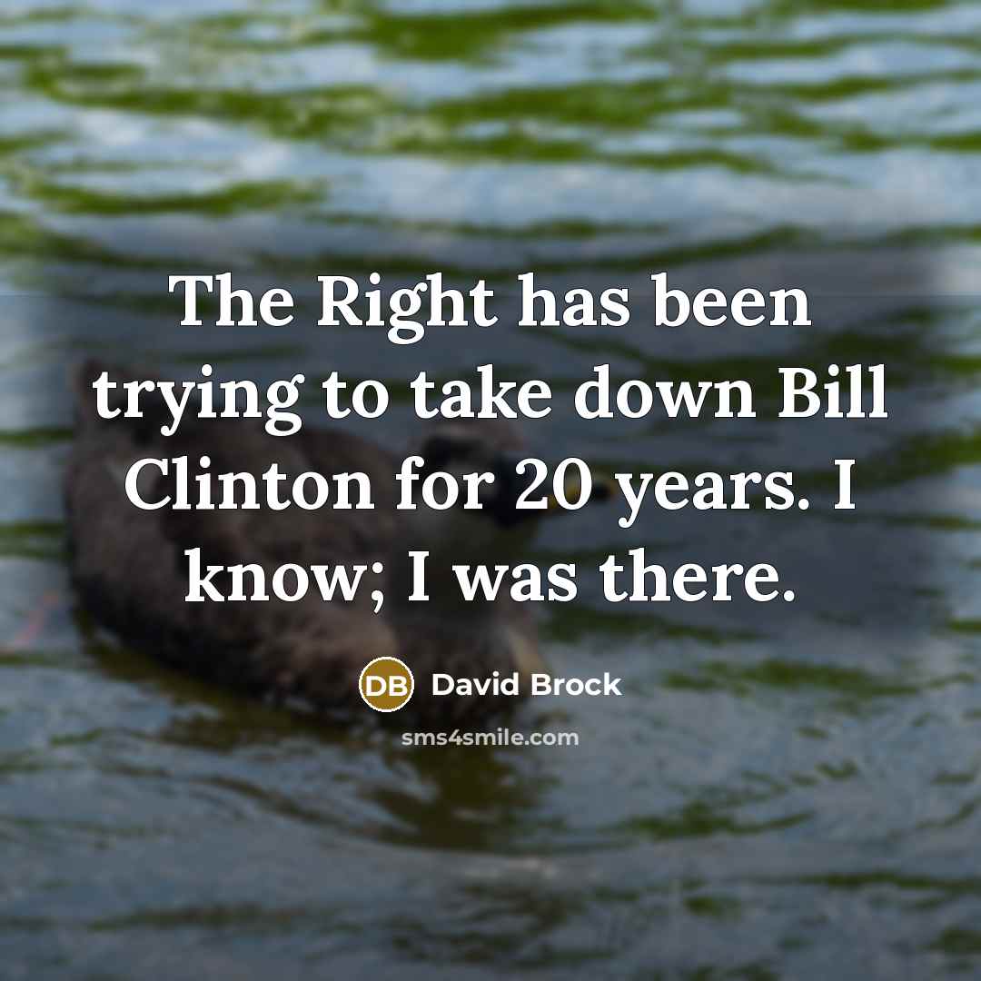 “The Right has been trying to take down Bill Clinton…” quote by David Brock