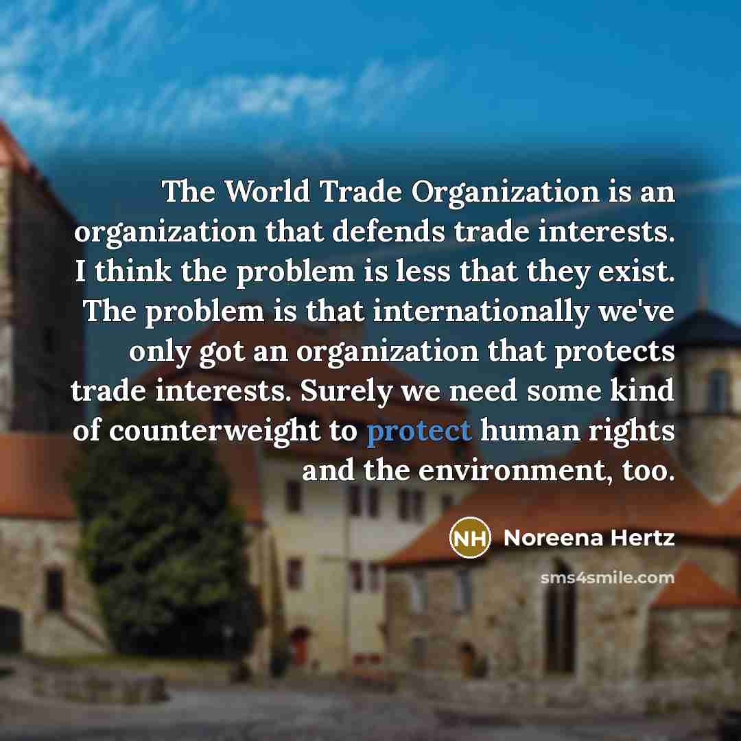 “The World Trade Organization is an organization that defends trade…” quote by Noreena Hertz