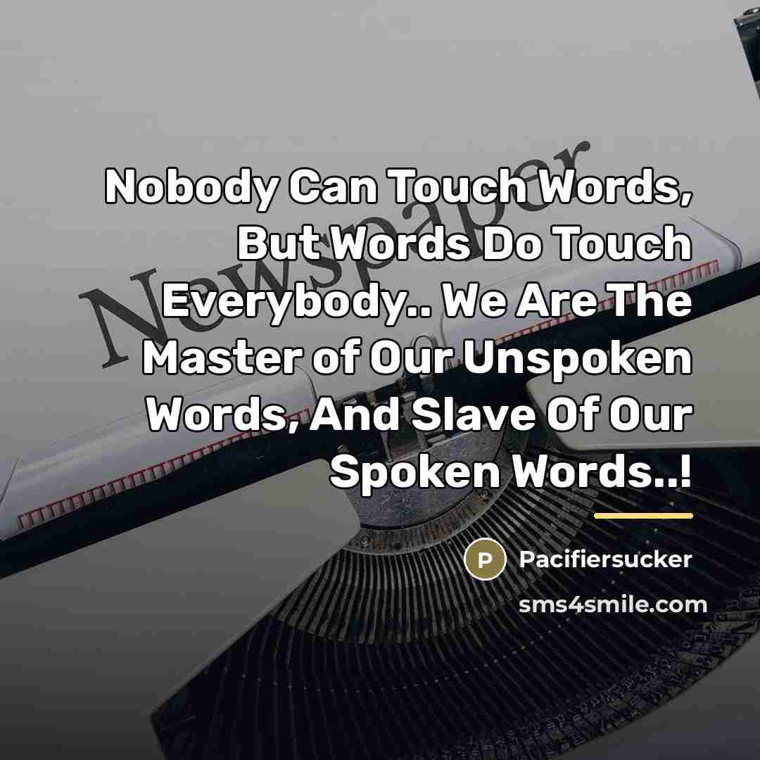 “Nobody Can Touch Words, But Words Do Touch Everybody.. We…” quote by Pacifiersucker