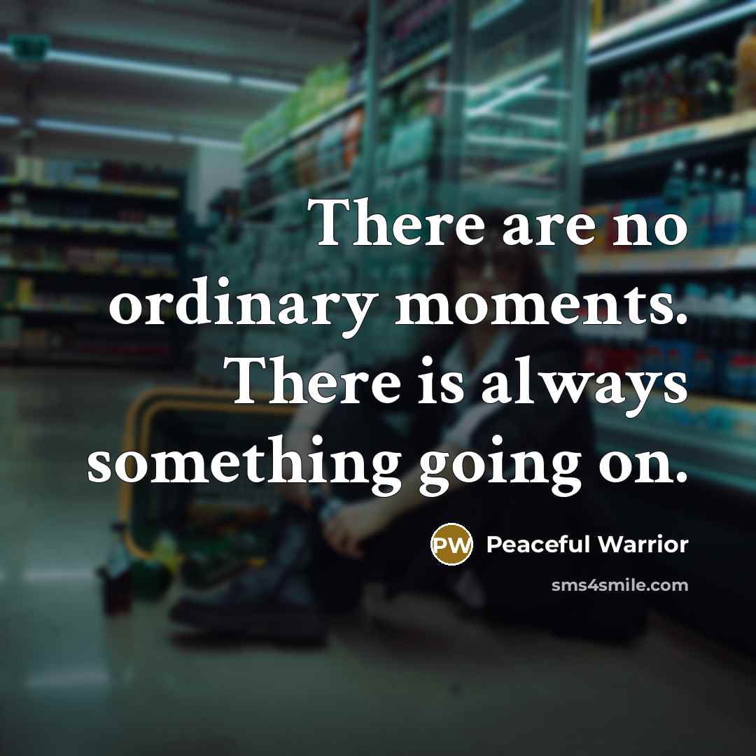 “There are no ordinary moments. There is always something going…” quote by Peaceful Warrior