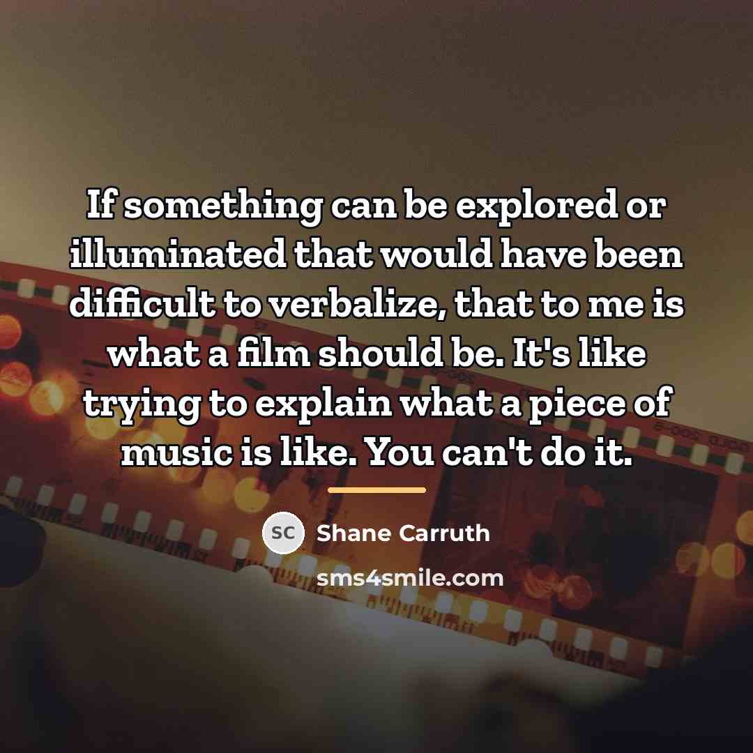 “If something can be explored or illuminated that would have…” quote by Shane Carruth