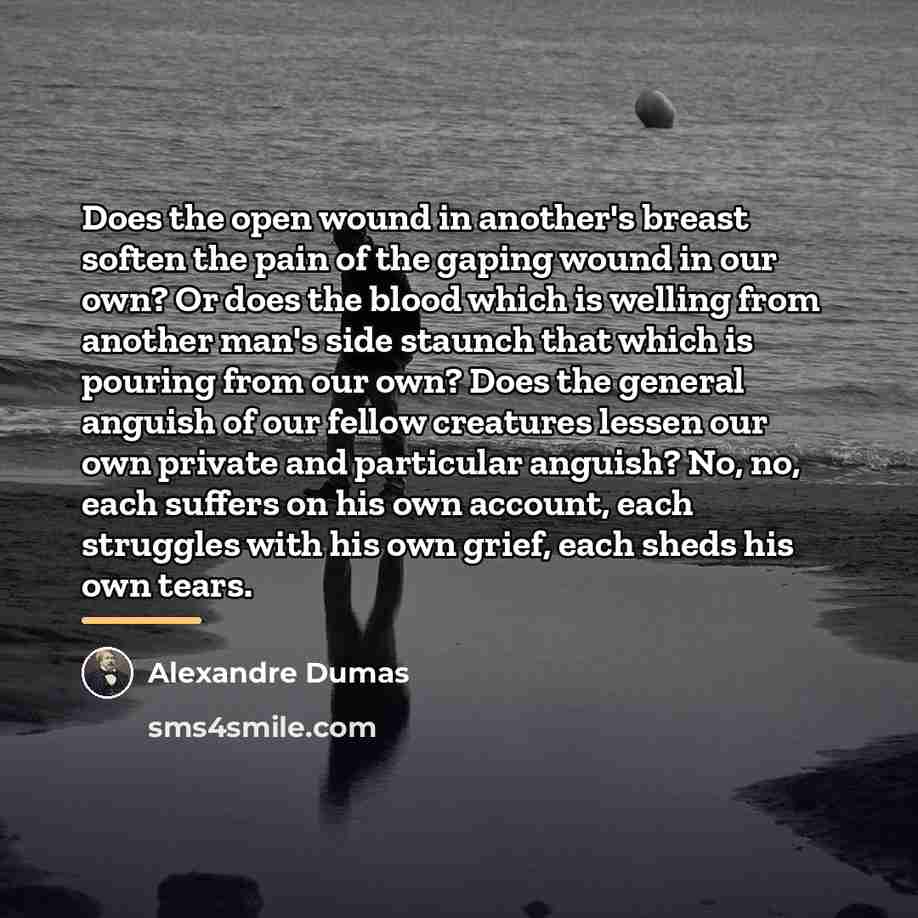 “Does the open wound in another's breast soften the pain…” quote by Alexandre Dumas