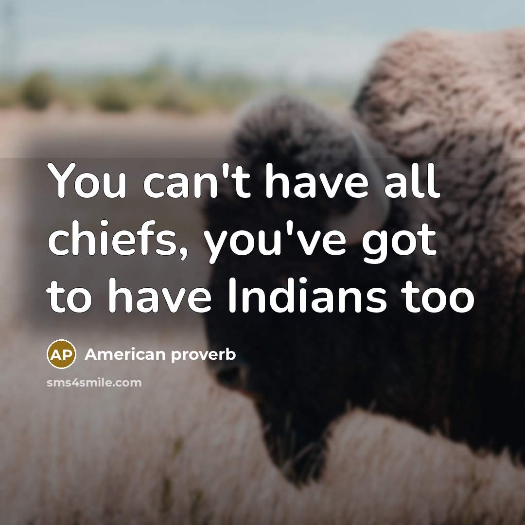 “You can't have all chiefs, you've got to have Indians…” quote by American Proverb