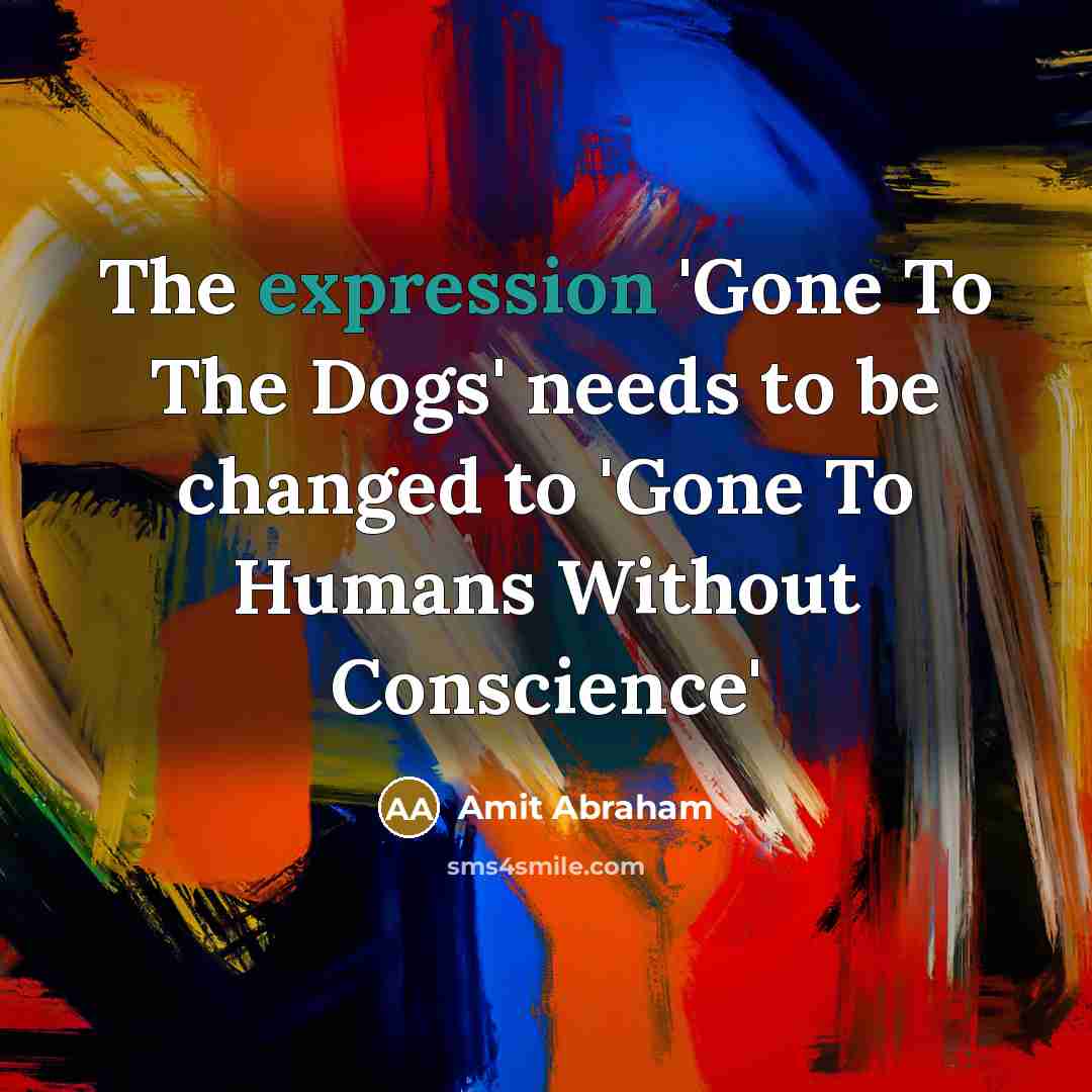 “The expression 'Gone To The Dogs' needs to be changed…” quote by Amit Abraham