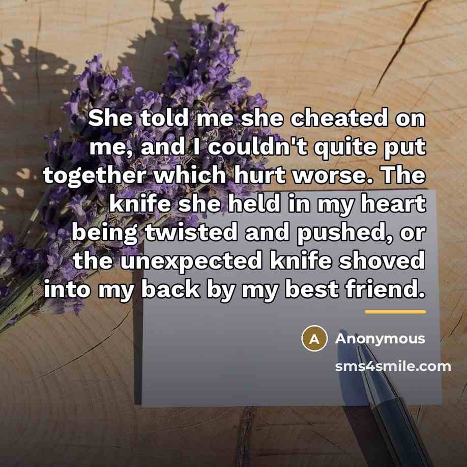 “She told me she cheated on me, and I couldn't…” quote by Anonymous