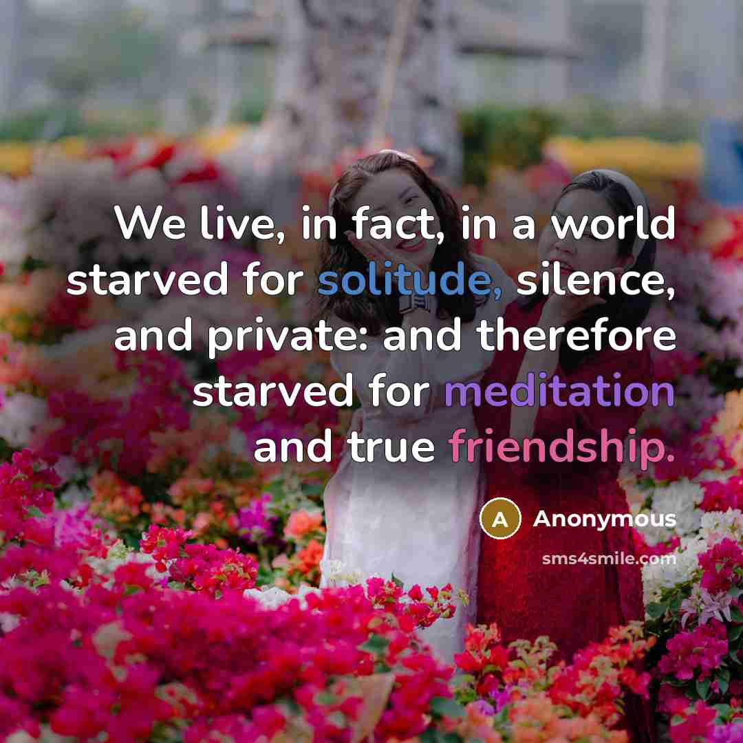 “We live, in fact, in a world starved for solitude,…” quote by Anonymous