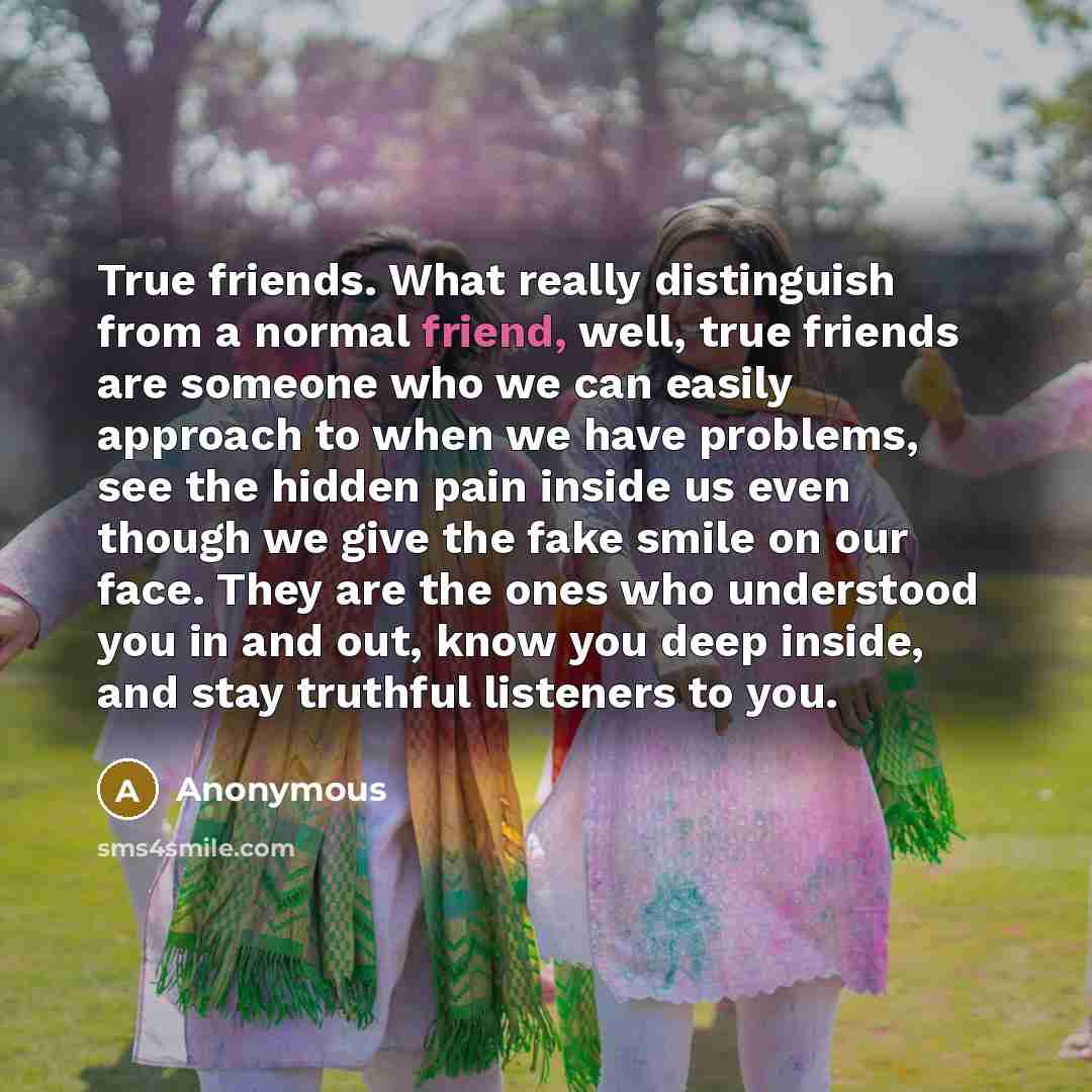 “True friends. What really distinguish from a normal friend, well,…” quote by Anonymous