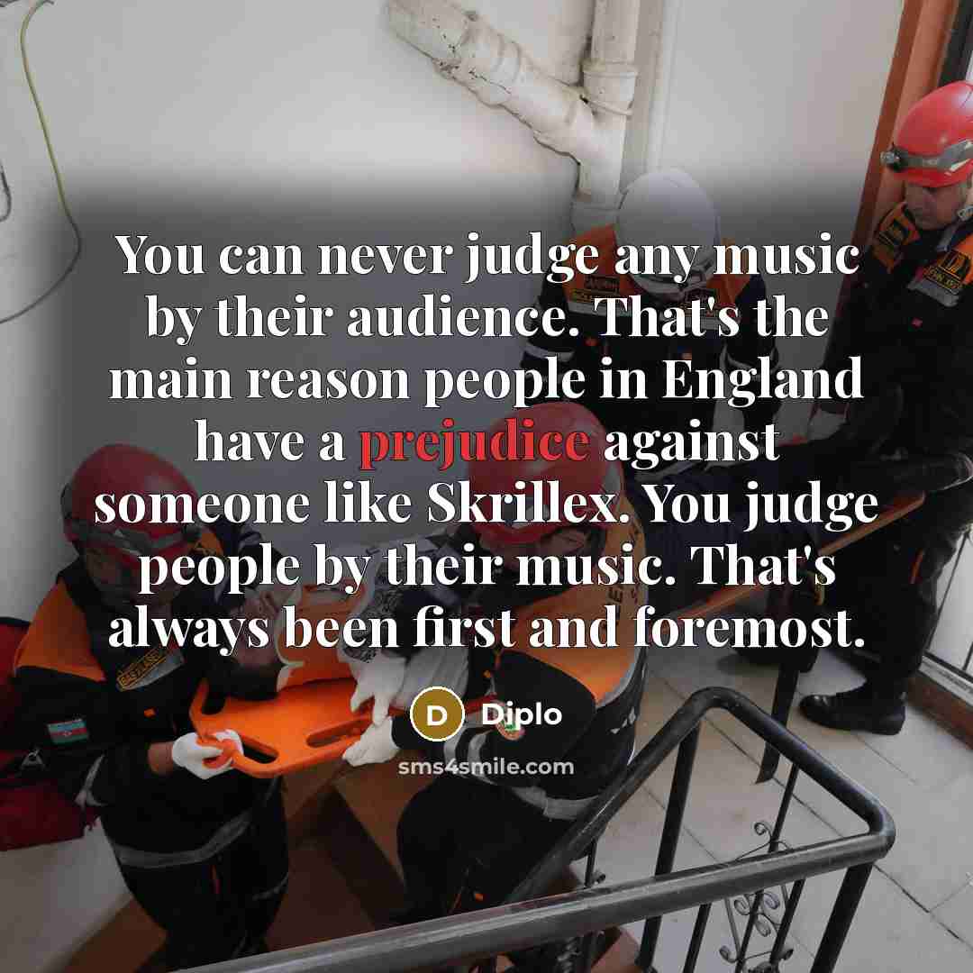 “You can never judge any music by their audience. That's…” quote by Diplo