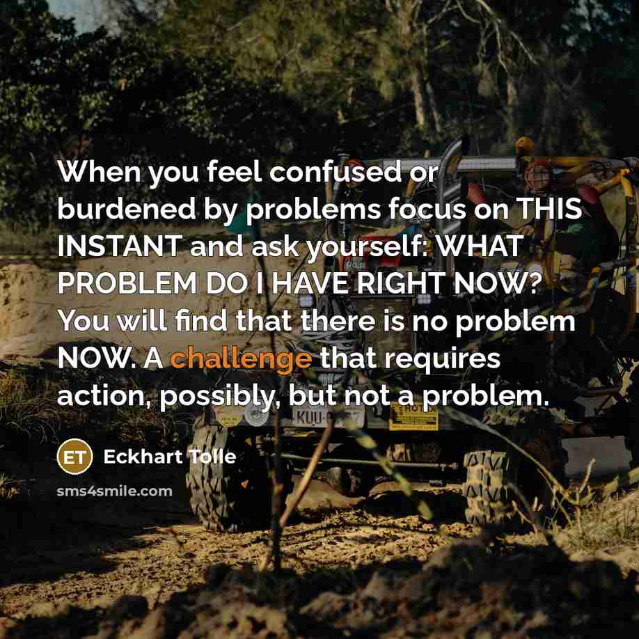 “When you feel confused or burdened by problems focus on…” quote by Eckhart Tolle