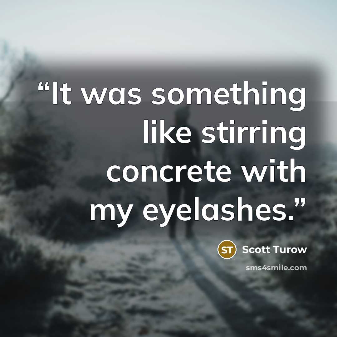 “It was something like stirring concrete with my eyelashes.” quote by Scott Turow