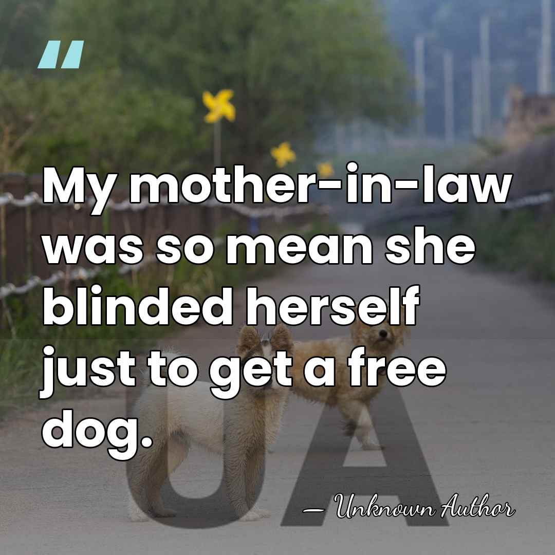 My mother-in-law was so mean she blinded herself just to get a&hellip; - Unknown Author