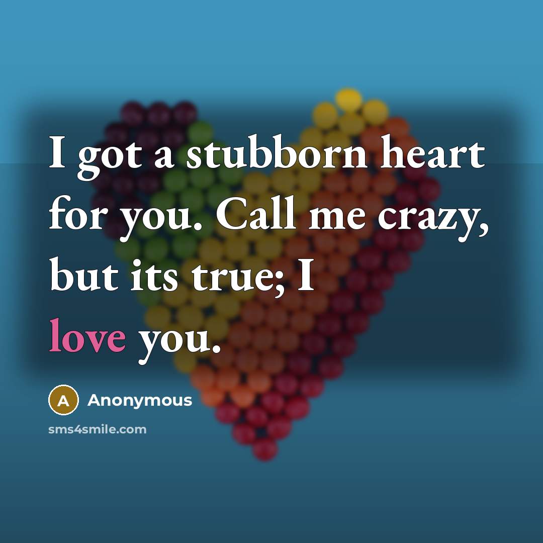 “I got a stubborn heart for you. Call me crazy,…” quote by Anonymous