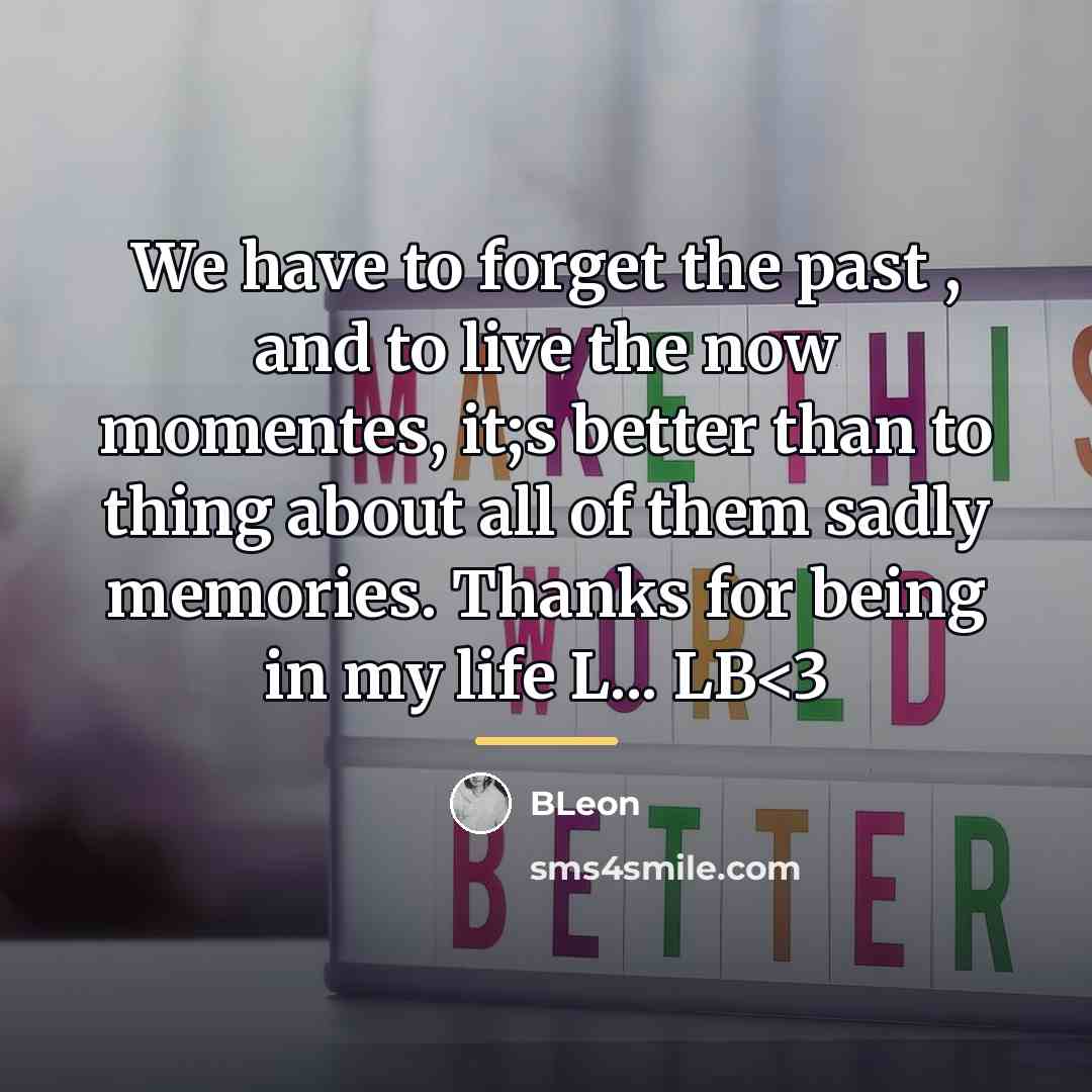 “We have to forget the past , and to live…” quote by BLeon