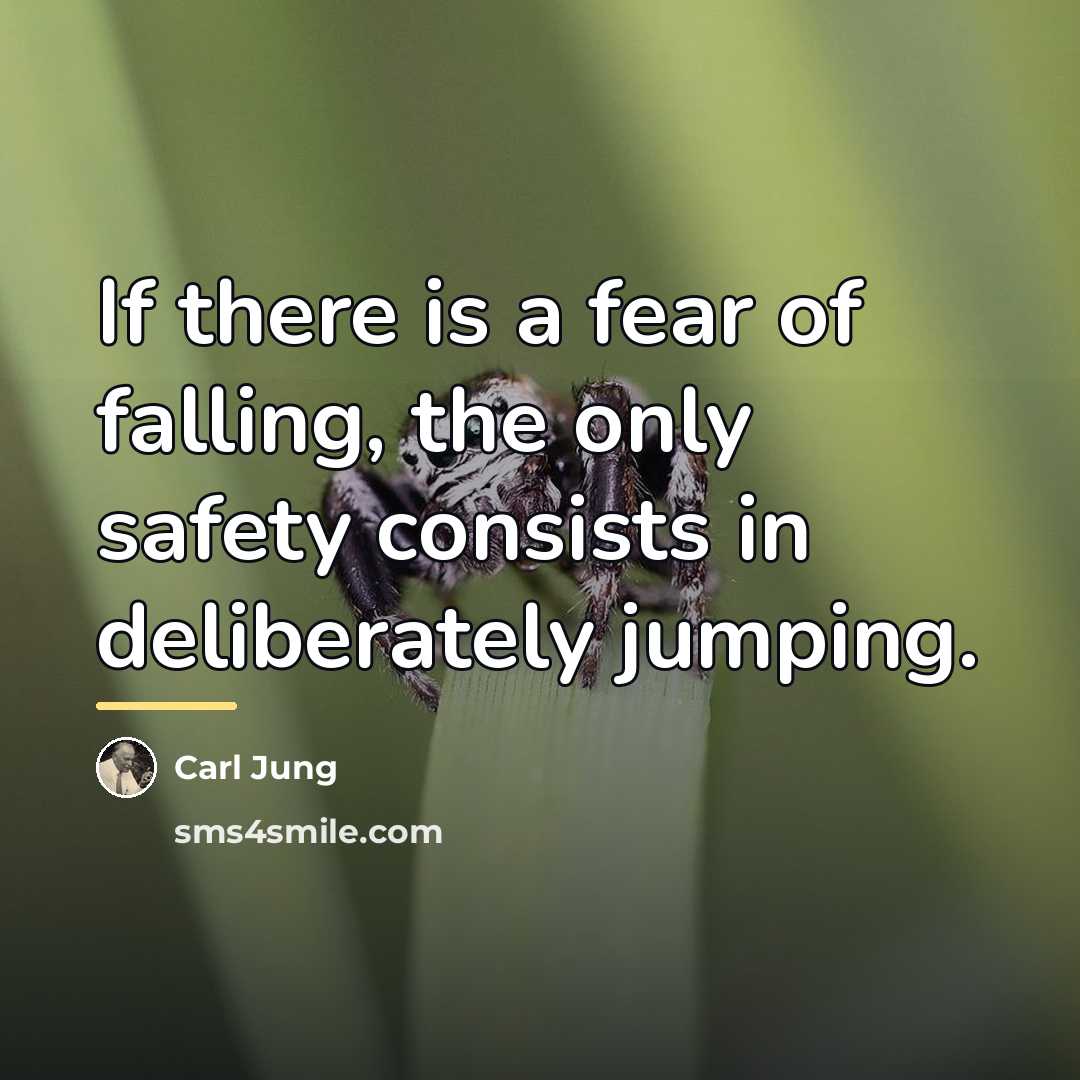 “If there is a fear of falling, the only safety…” quote by Carl Jung