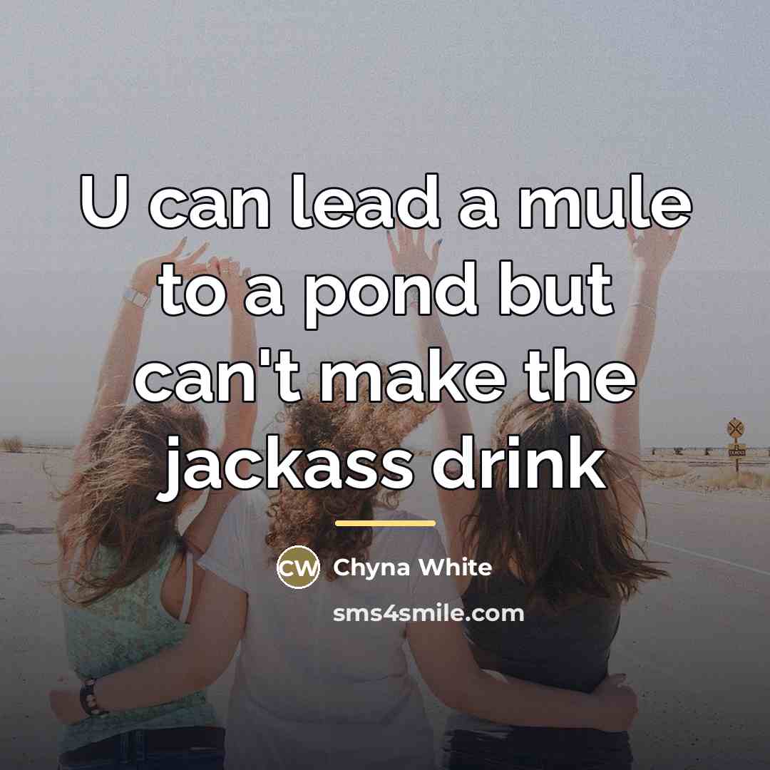 “U can lead a mule to a pond but can't…” quote by Chyna White