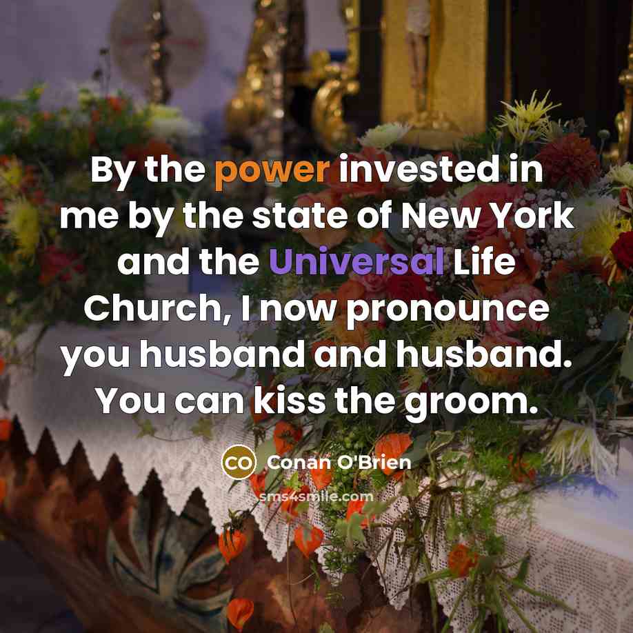“By the power invested in me by the state of…” quote by Conan O'Brien
