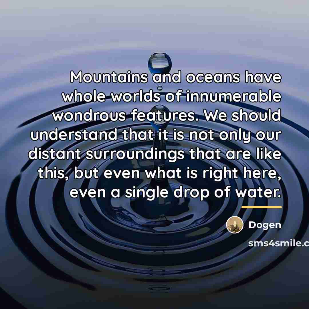 “Mountains and oceans have whole worlds of innumerable wondrous features.…” quote by Dogen