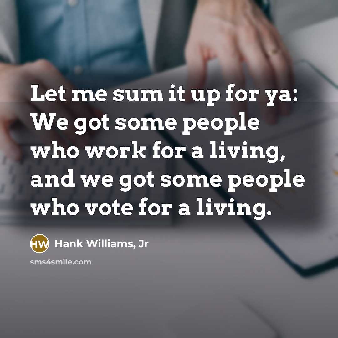 “Let me sum it up for ya: We got some…” quote by Hank Williams, Jr