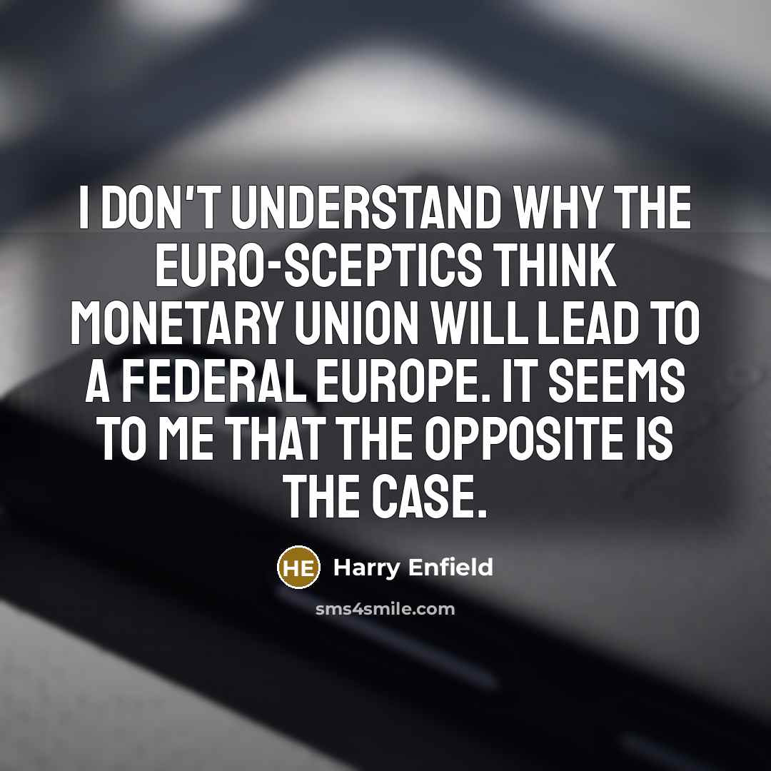 “I don't understand why the Euro-sceptics think monetary union will…” quote by Harry Enfield