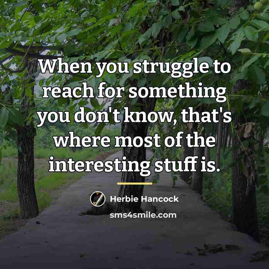 “When you struggle to reach for something you don't know,…” quote by Herbie Hancock