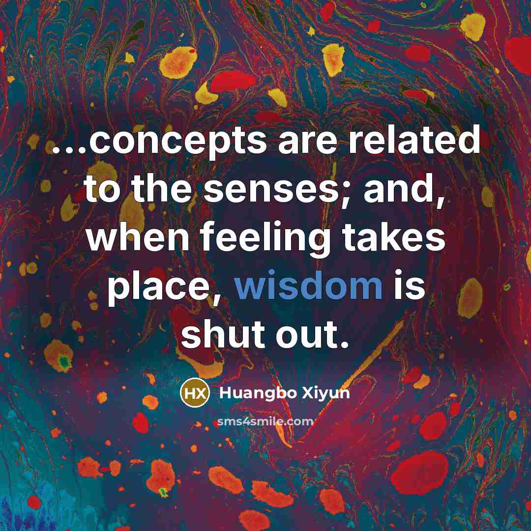 “...concepts are related to the senses; and, when feeling takes…” quote by Huangbo Xiyun
