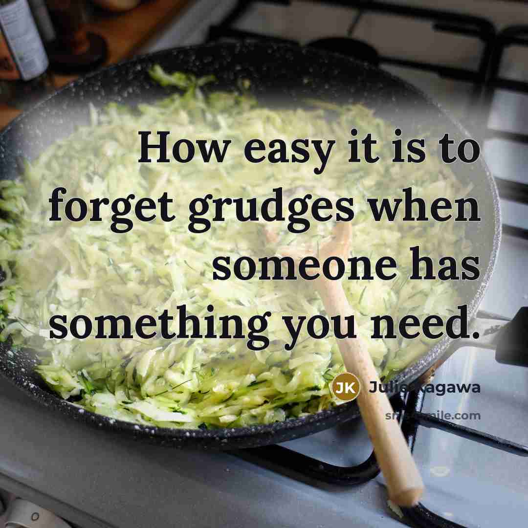 “How easy it is to forget grudges when someone has…” quote by Julie Kagawa