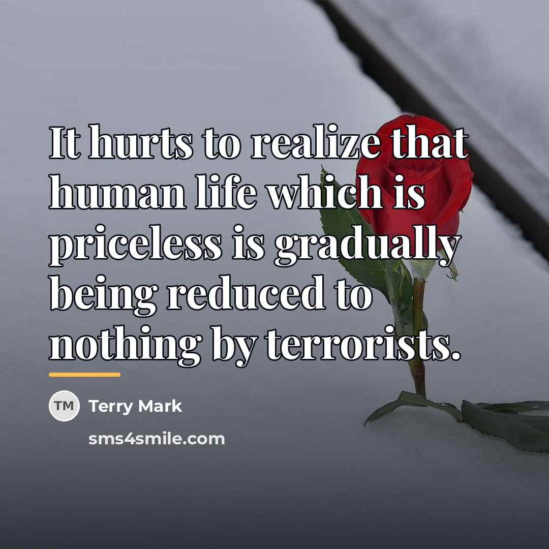 “It hurts to realize that human life which is priceless…” quote by Terry Mark
