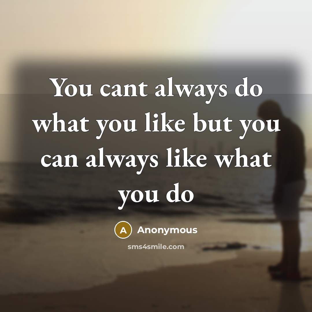 “You cant always do what you like but you can…” quote by Anonymous