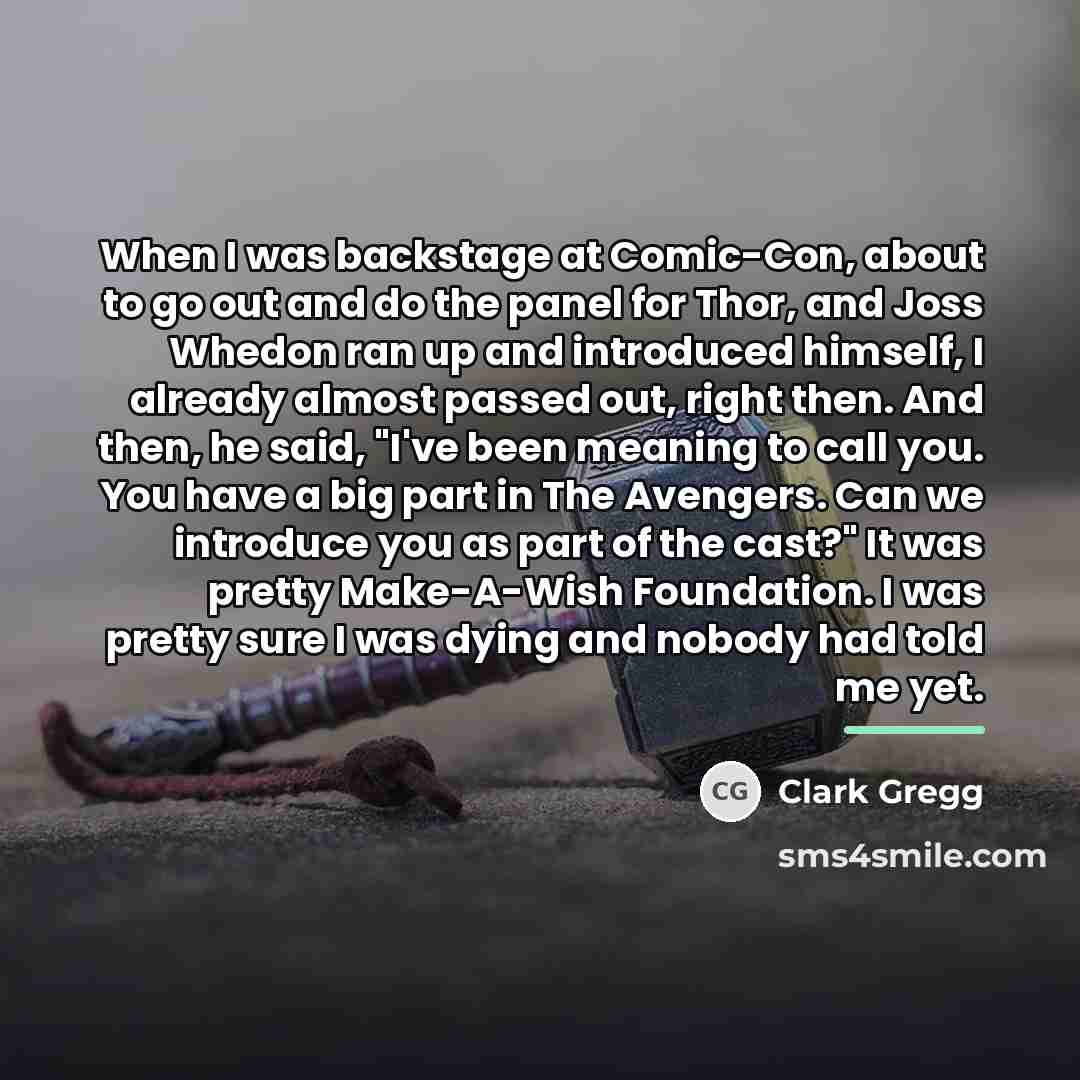“When I was backstage at Comic-Con, about to go out…” quote by Clark Gregg