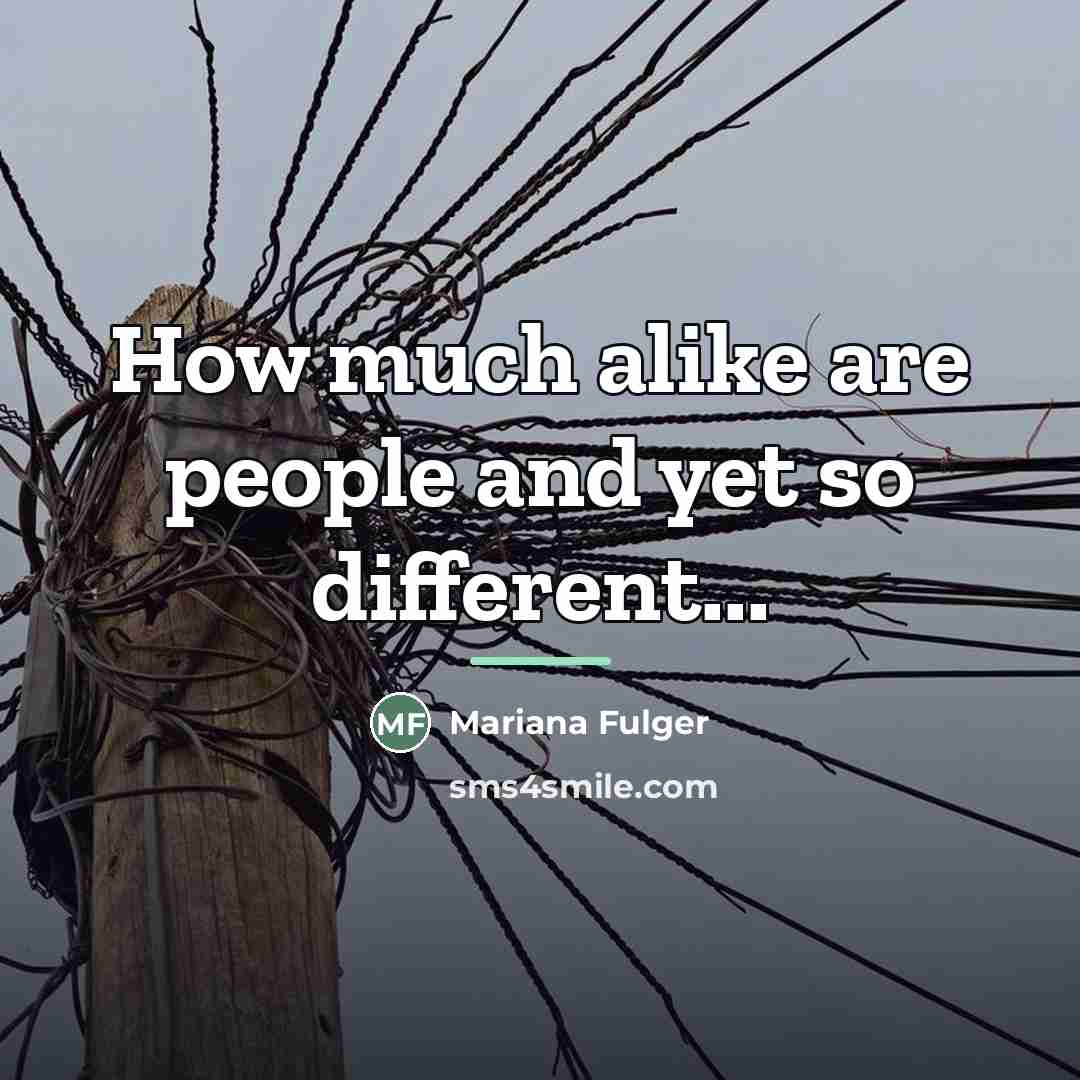 “How much alike are people and yet so different...…” quote by Mariana Fulger